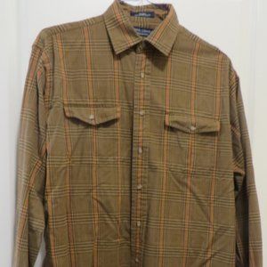 Brown Flannel Look Long Sleeve Shirt - Daniel Cremieux Collection - Medium